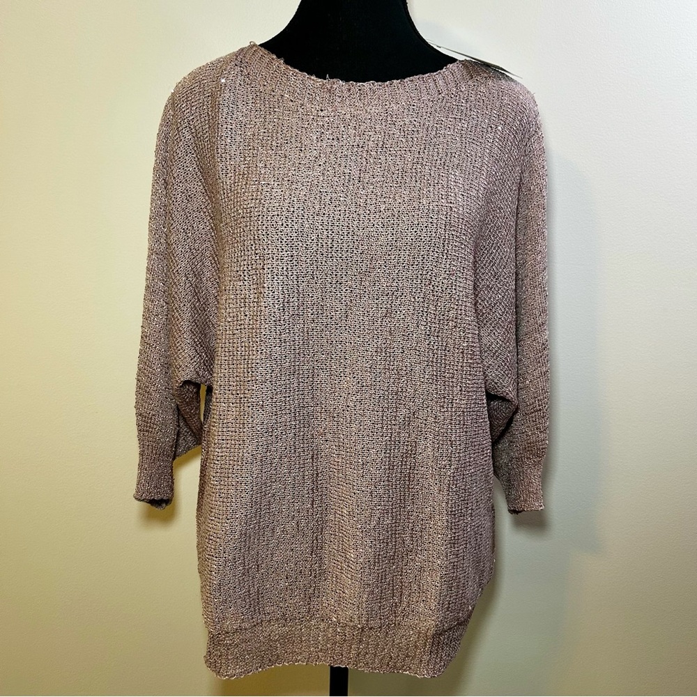Sioni Women's Casual Rose Gold Sweatshirt, NWT, Size Large, 3/4 Sleeves.